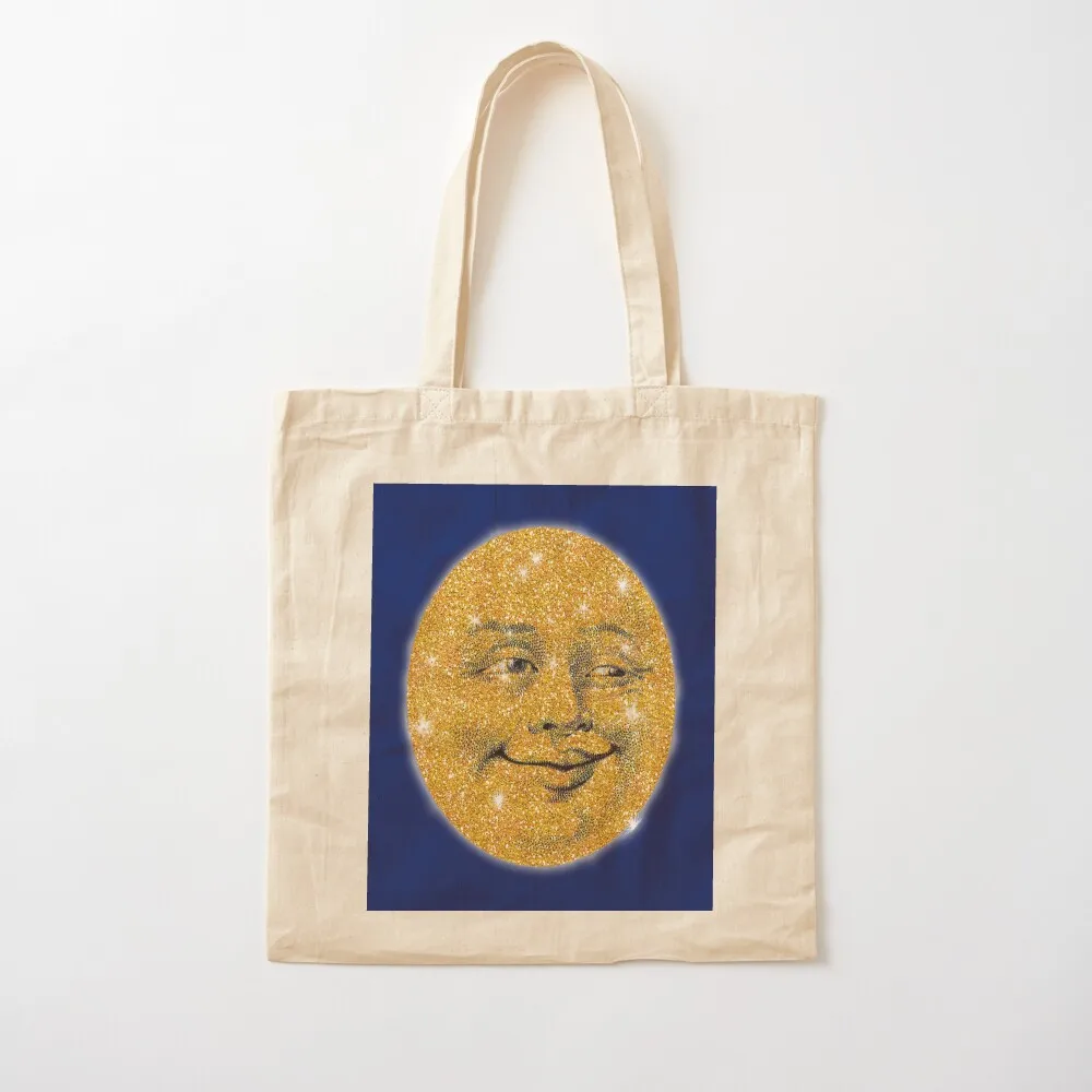 Vintage Glitter Look Moon Tote Bag large size bags shopper bags Cloth bag