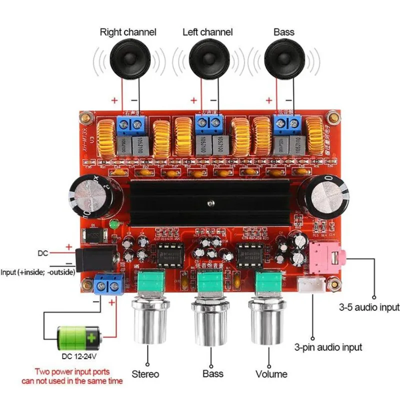 Free ship TPA3116D2 2.1 Digital Audio Amplifier Board 2* 80W+100W Subwoofer 2.1 amplificador audio amp for 4-8 ohm DIY Speaker