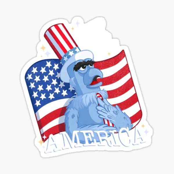 Salute To All Nations The Muppets  5PCS Stickers for Decor  Wall Kid Water Bottles Art Stickers Car Bumper Luggage Print Room