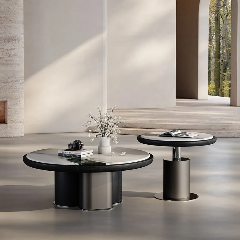 Italian Minimalist Coffee Table Modern Living Room Designer Simple Clear Side Table Round Aesthetic Couchtisch Salon Furniture