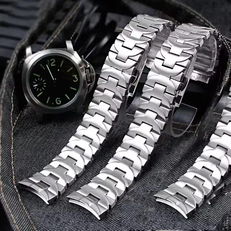الصلبة الفولاذ المقاوم للصدأ حزام ساعة اليد لبانيراي Pam441 111 مقاوم للماء Sweatproof الرجال حزام ناقل من الفولاذ قوس الفم ساعة اكسسوارات 24 مللي متر