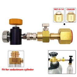 CO2 Soda Refill Station Adaptor for Sodastream Tr21-4 Cylinder Bottle from W21.8-14 CGA320 G3/4 Carbonation Tank
