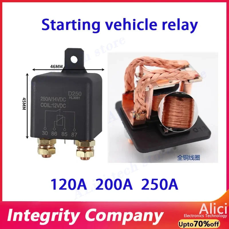 200A high current car relay 120A 200A 250A DC start 12V 24V battery power supply modification for a long time