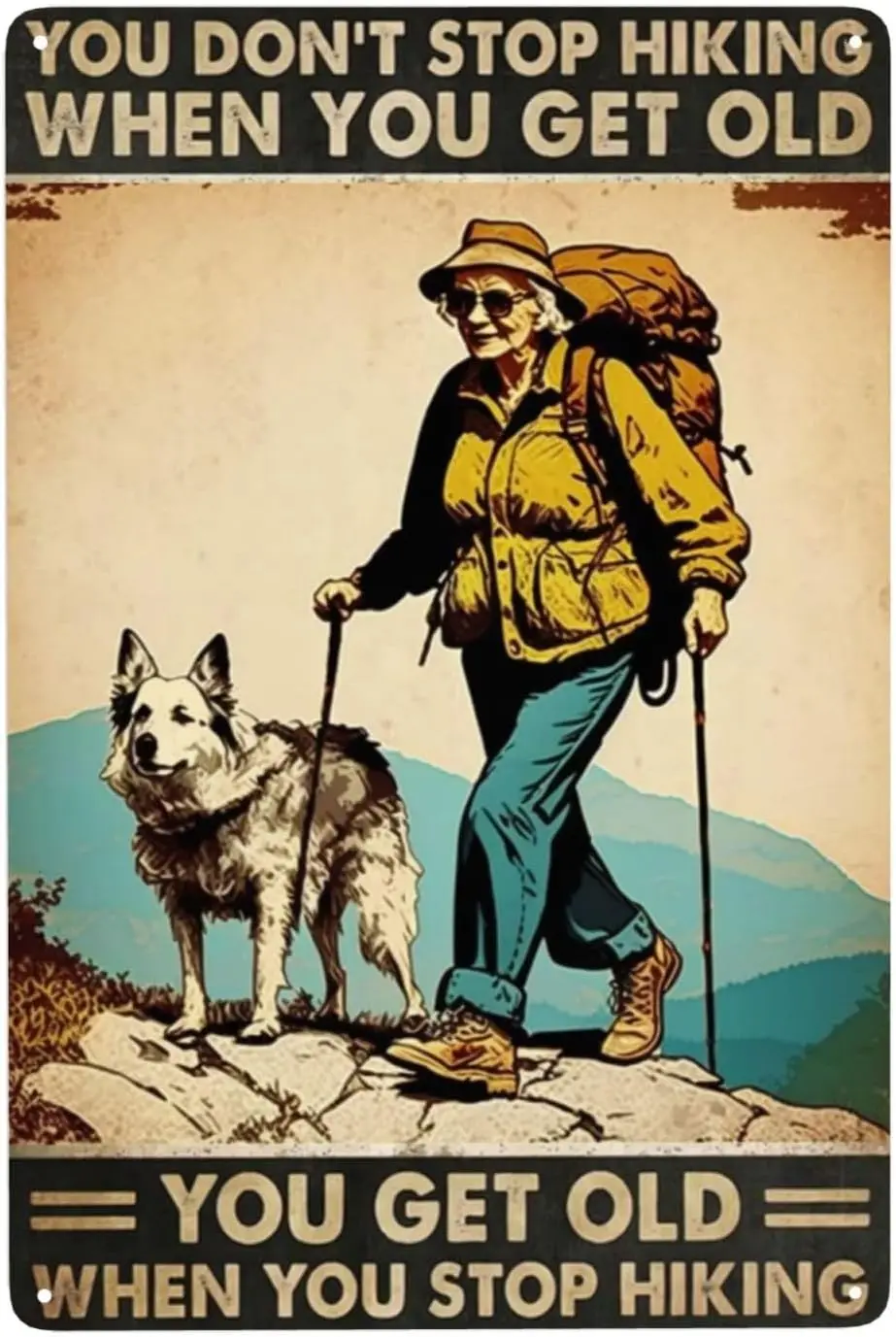 Металлическая жестяная вывеска Hiking Woman es - Настенный декор с цитатами из жизни в винтажном стиле для гаражной кабины, мотивы в деревенском тропе с уличным стилем (патио) Металлическая жестяная вывеска Hiking Woman es - Настенный декор с цитатами из жизни в винтажном стиле для гаражной кабины, мотивы в деревенском тропе с уличным стилем (патио)