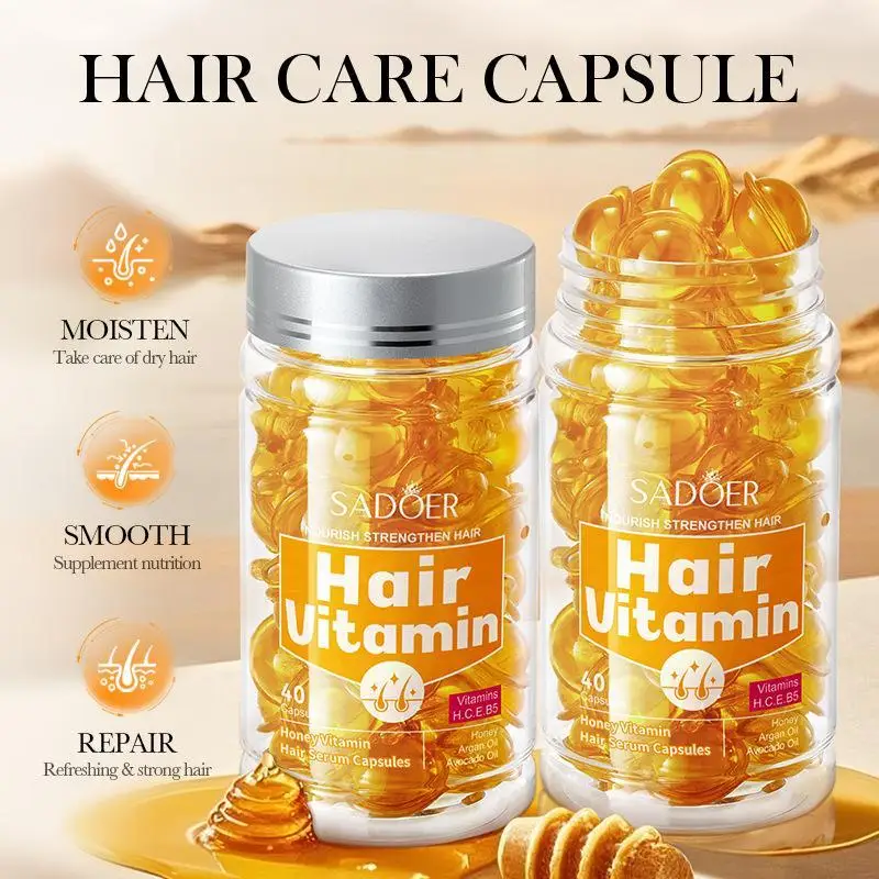 

40 Capsules Honey Brew Hair Essence Capsules Hair Care Essence Damaged Nutrition Repair Hair Splitting Improvement Treatment