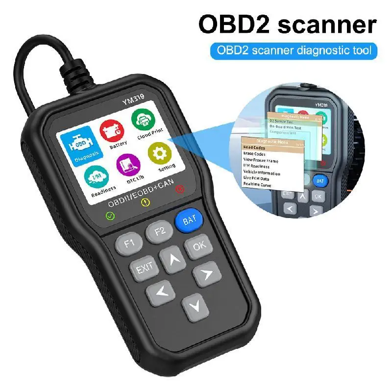 Scan Battery Test Diagnostic Tool, Enhanced IPS Color Screen Car Code Reader Can Check Engine Clear Fault Lights