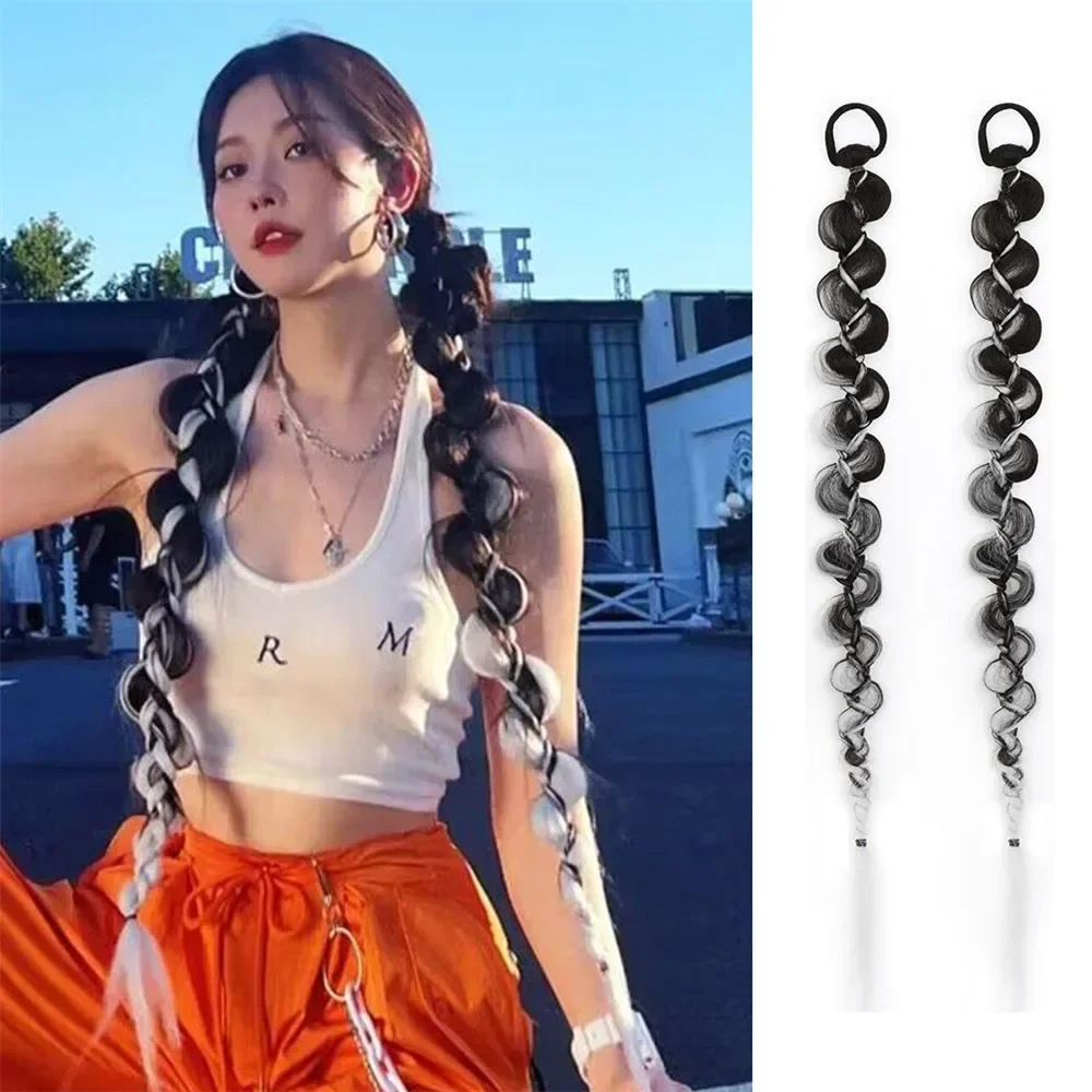 

Double Ponytail Braided Wig 70cm Long Punk Dreadlock Twist Synthetic Hair Extensions Hip Hop Style Cosplay Party Wig for Women