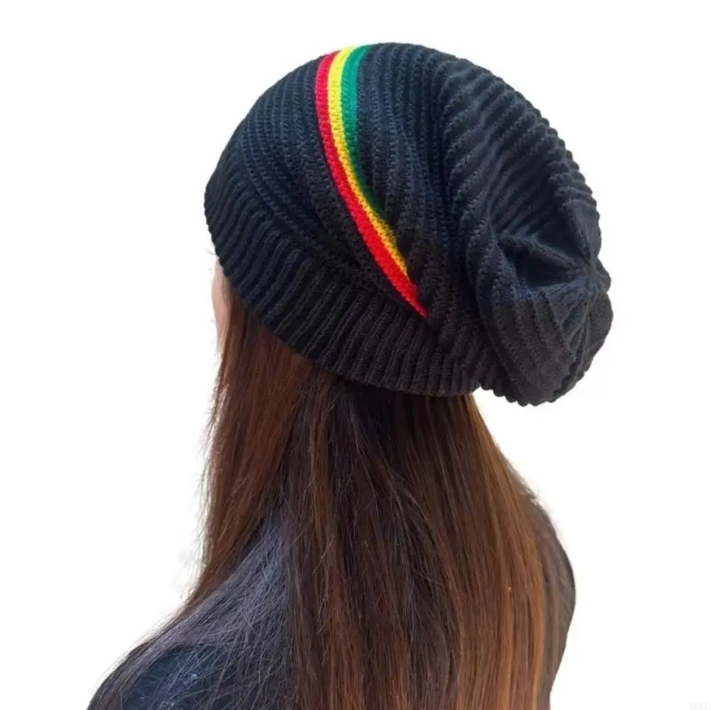 

Beanies Pullover Weaving Reggae Hat Striped Color Casual Wear Jamaica Knitted Hat Hip Hop Hat Warm Skull Caps Reggae Lover