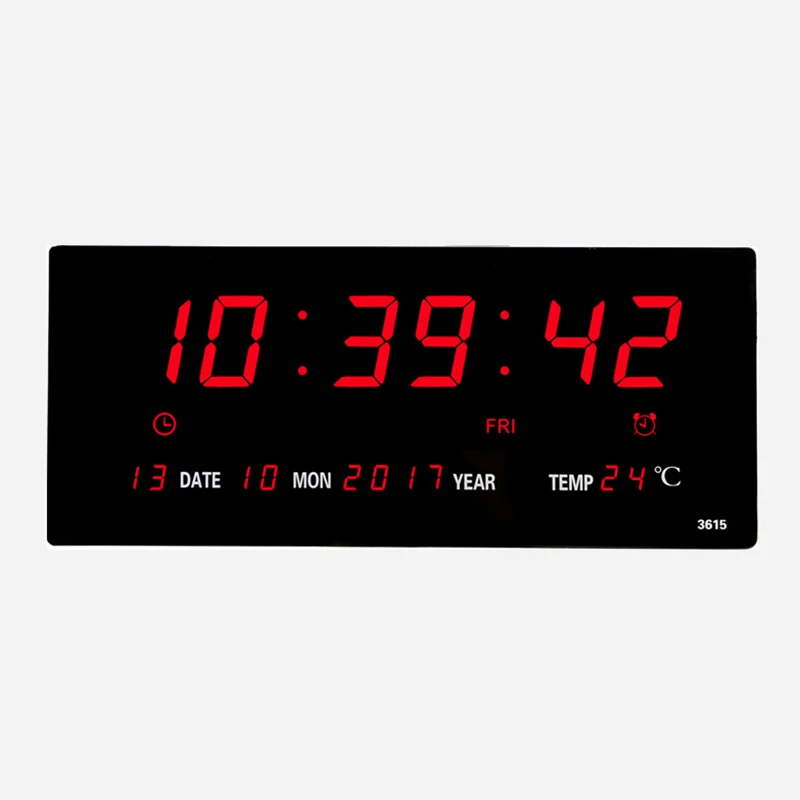 Large Digital Wall Clock&Perpetual Calendar with Time Day Date Temperature Display Electronic LED Clock for Both Wall and Desk