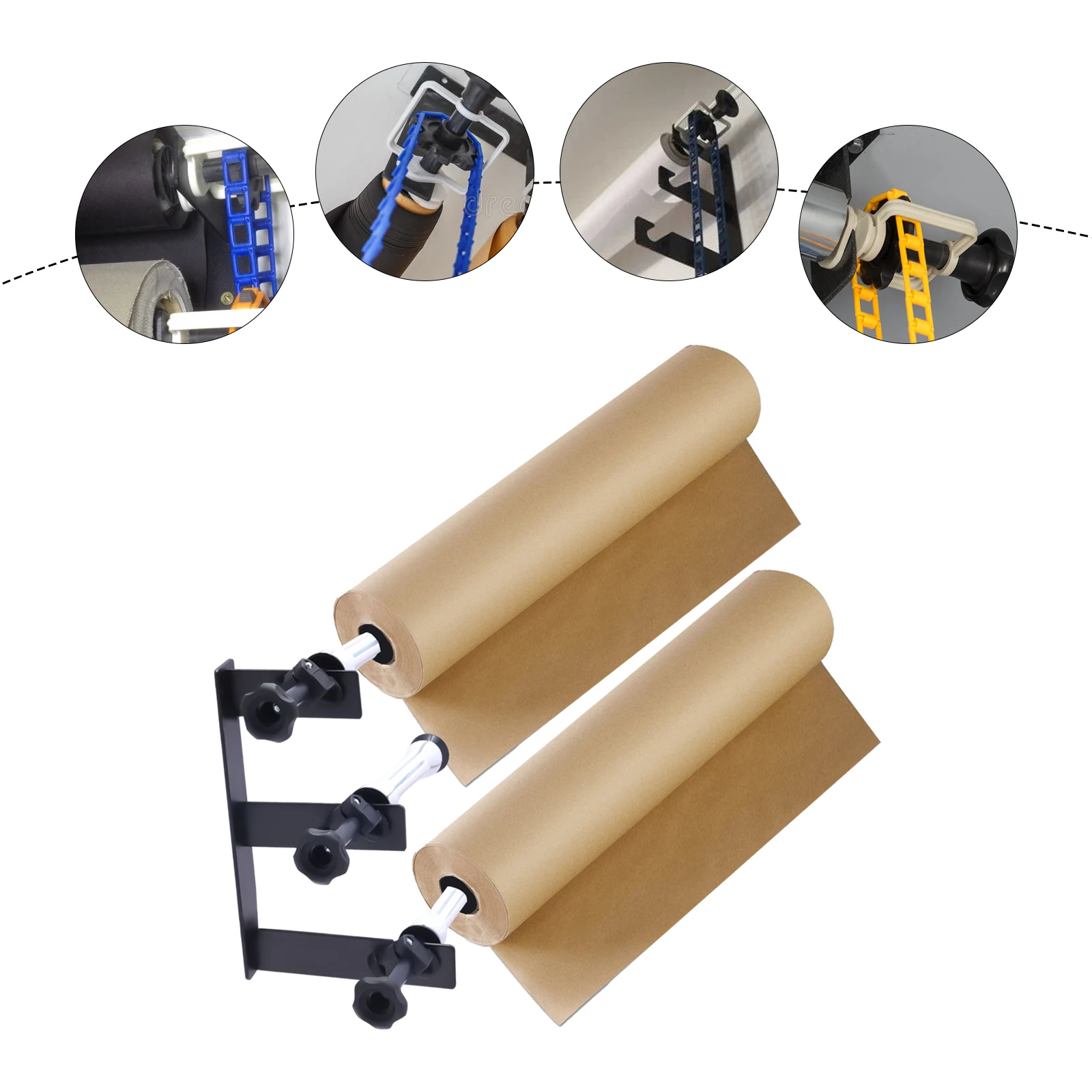 Photography 3 Roller Wall Mounting Manual Background Support System, IncludIng Six(6) Expand Bars, Three(3) Chains