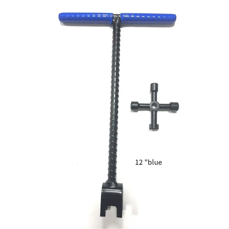 ABGE-T-Type Water Meter Key Wrench, Heavy Duty Threaded Steel Water Valve Shutoff Tool, Includes 4-Way Utility Key