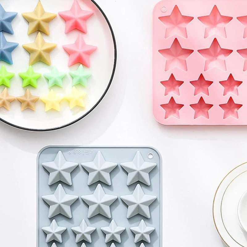

New 14 pentagram shape food grade silicone cake mold baking candy chocolate mold Epoxy