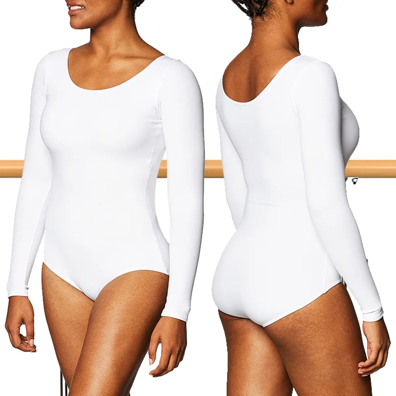 Autumn Women's Basic Classics Long Sleeve Ballet Dance Leotards for Adult Team Dance Gymnastics Tops with Soft and Skin Friendly