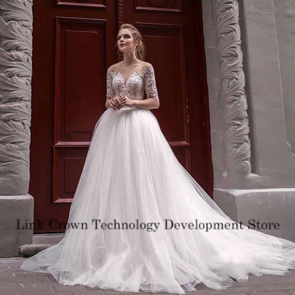 Encantadores vestidos De Novia sin tirantes media manga marfil Vestido De Novia exquisito nuevo Vestido De Novia De verano