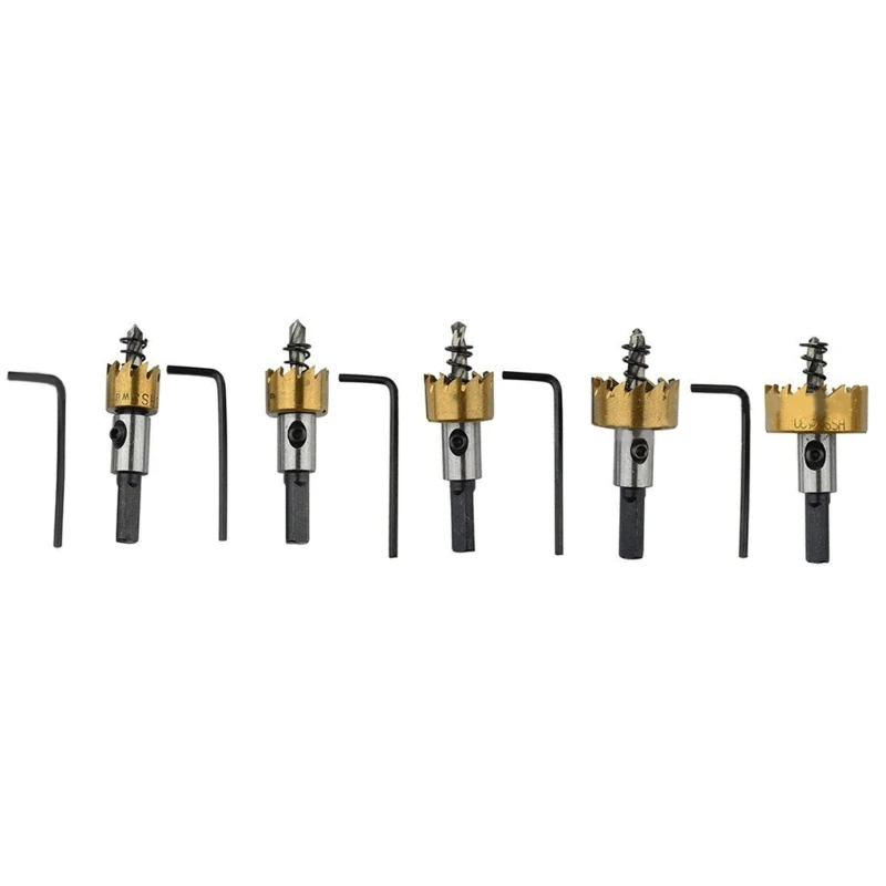 5PCS Set frese per seghe a tazza Set punte da trapano in acciaio ad velocità Frese per seghe a tazza per del legno