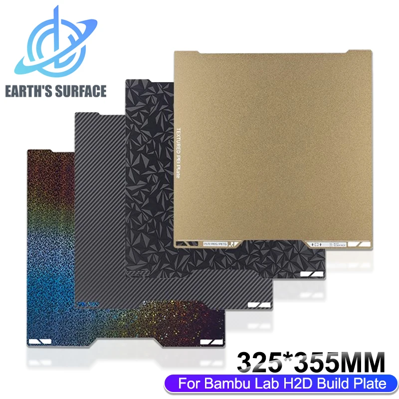 Hiqh Quality Double Sided Smooth Build Plate for BambuLab H2D Bed Texture PEI PEY PET PEO Plate 3D Printer Accessories 325x355mm
