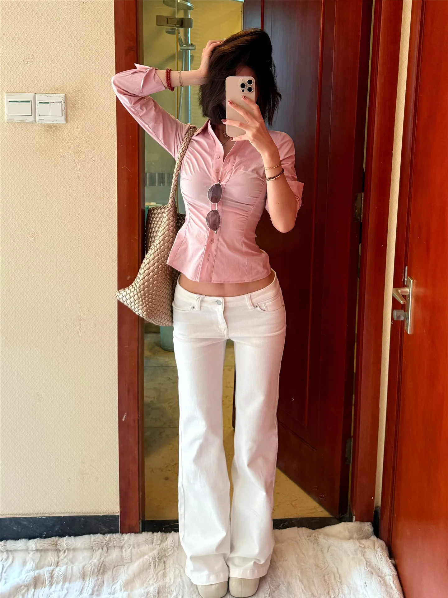 

Slim Fit Low Waist Bell Bottom Jeans Women's Spring Cotton Stretchy Long Leggings Casual Fashion High Waist Ankle Length