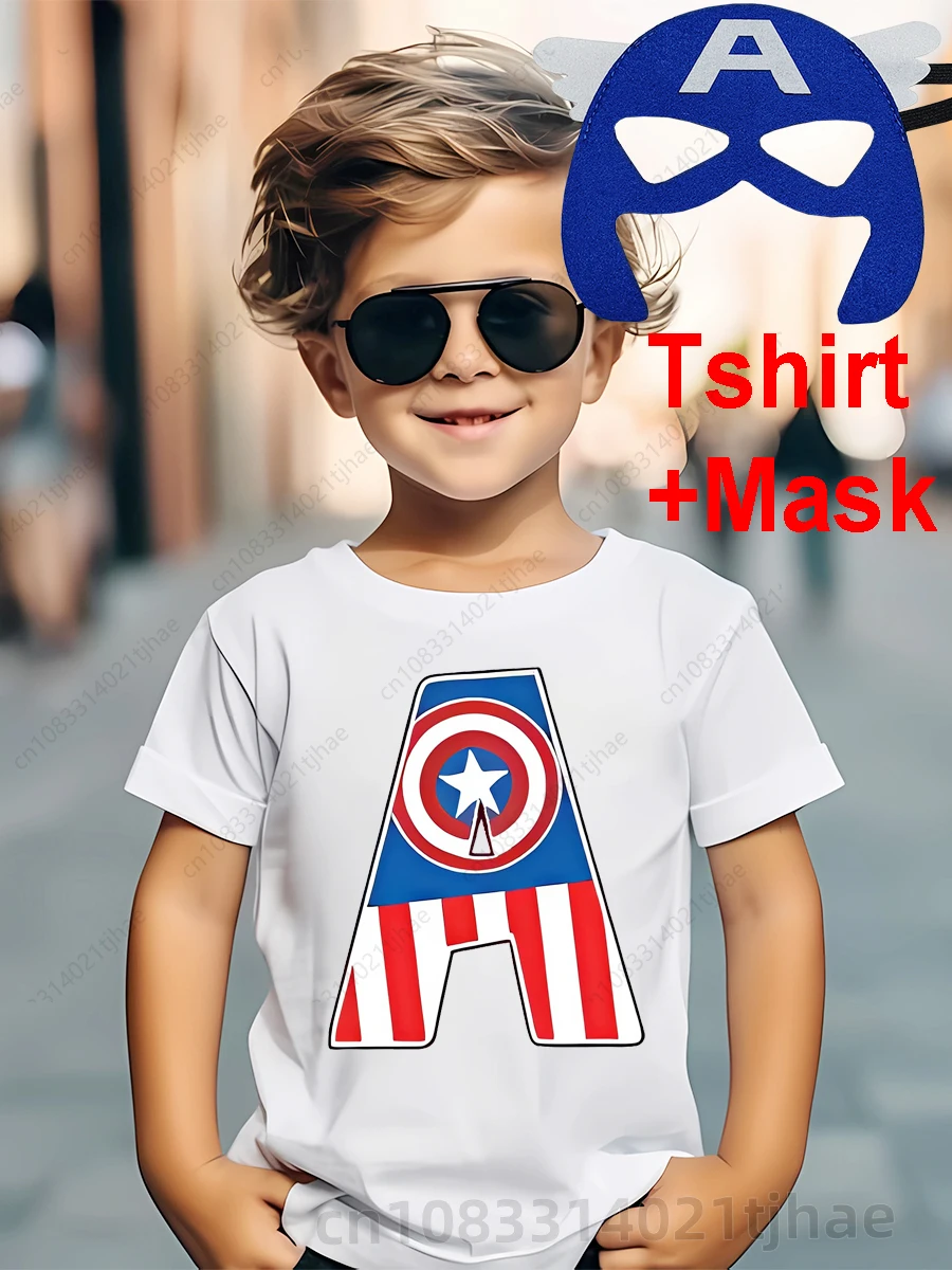 Disney Marvel Spiderman Cosplay niños camisetas y máscaras para superhéroe Batman niños ABC camisetas de fiesta de cumpleaños para camisetas de bebé