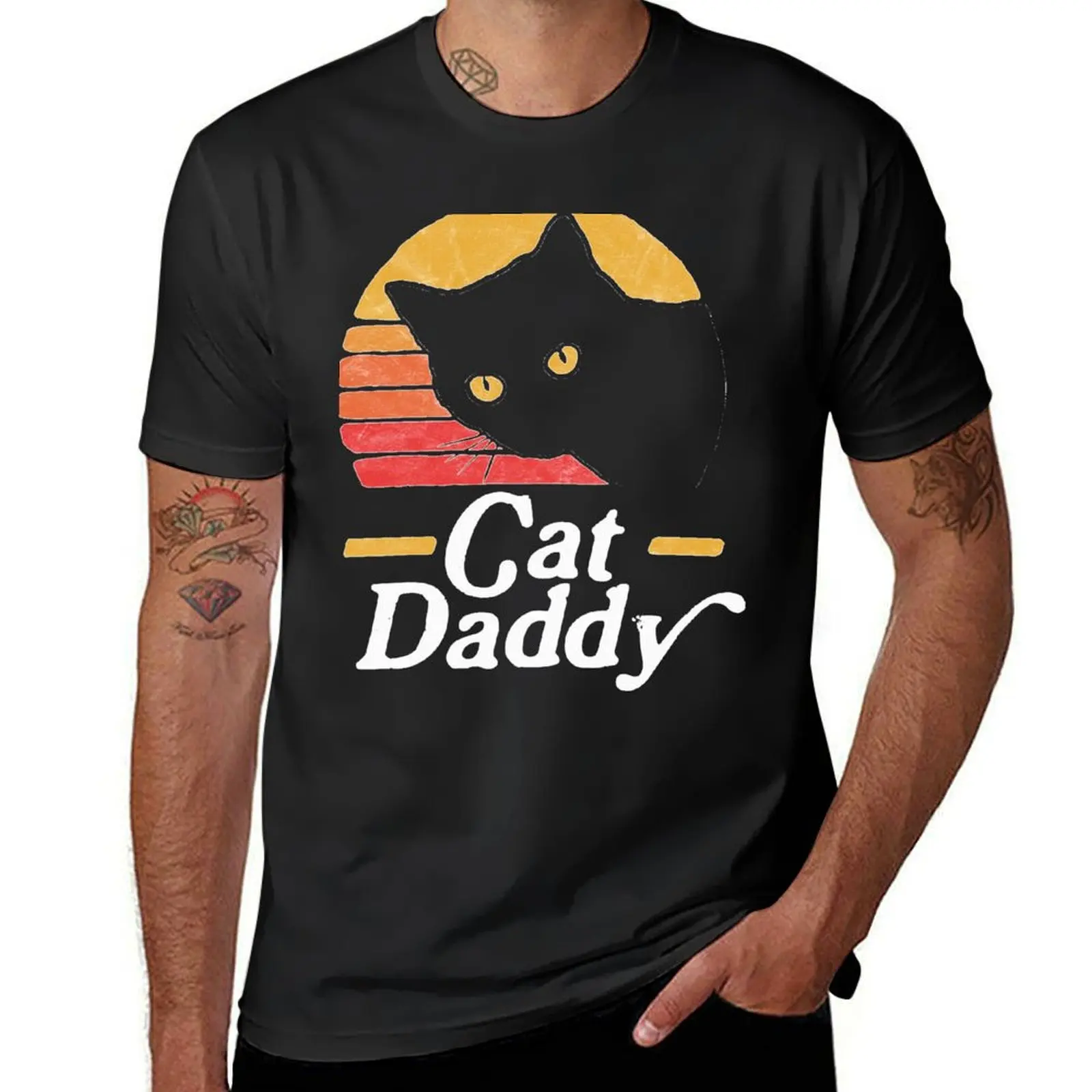 

Cat Daddy Intage Eighties Style Cat Retro Distressed T-Shirt tops vintage oversized Men's t shirts