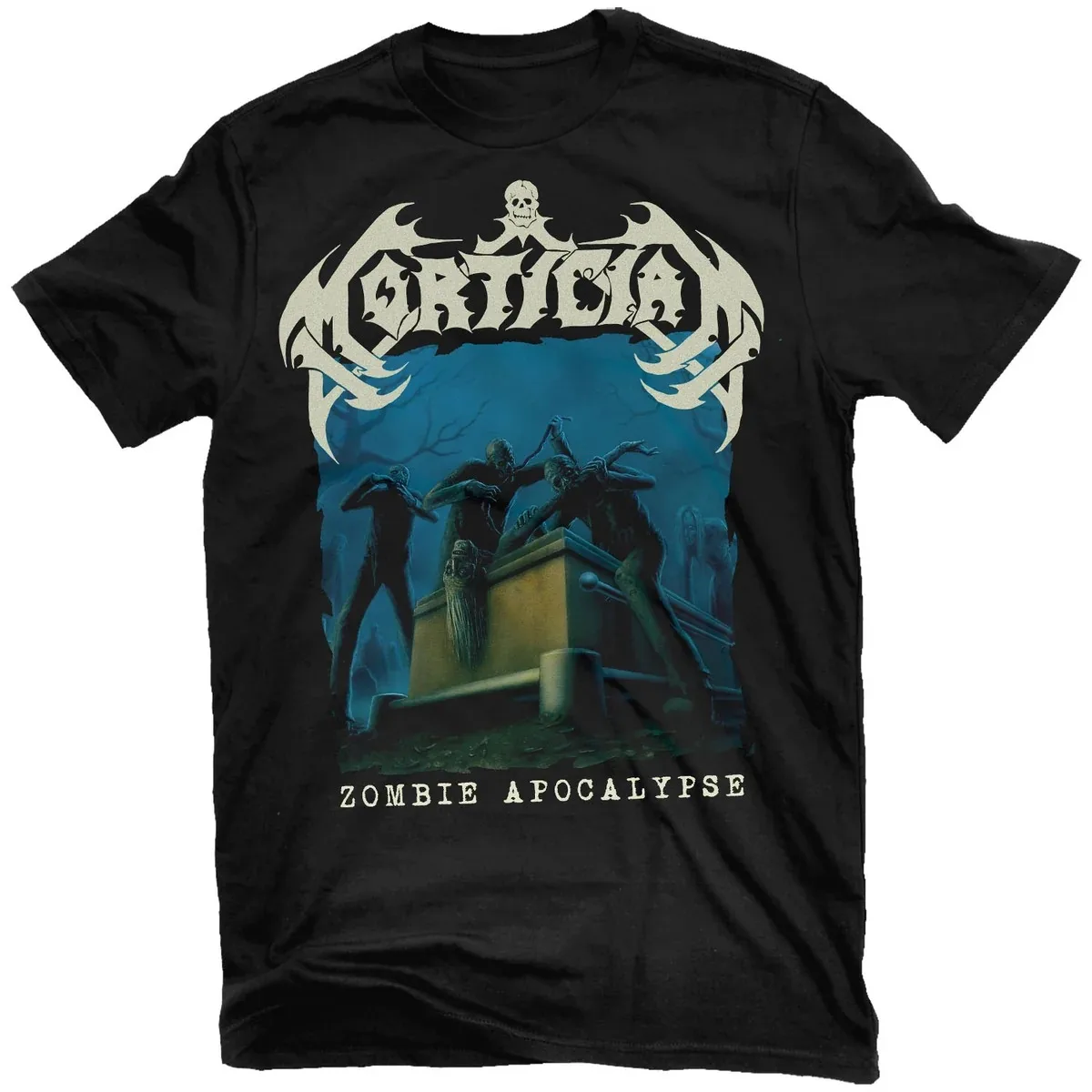 Mortician Unisex T‑Shirt,vintage Skull with Green Slime Drip Print,Re‑Animated Themed Death Metal Band Tee for Rock Fans