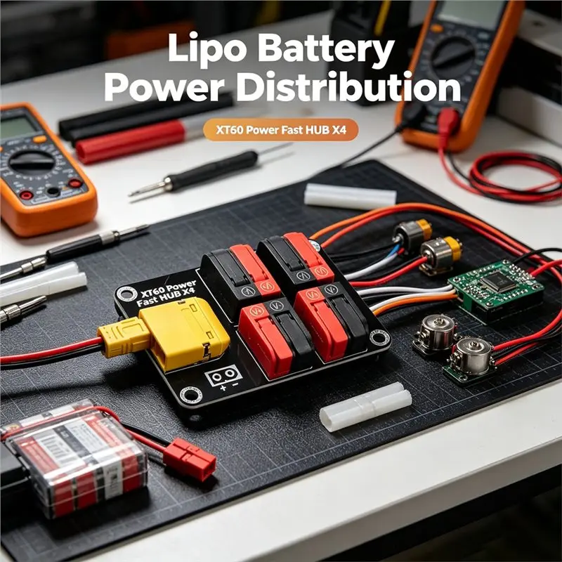 XT60 Power Distribution Board- For Lipo Battery Powered Modules Tool-Free,Push-Type Connectors For RC Drone DIY Projects