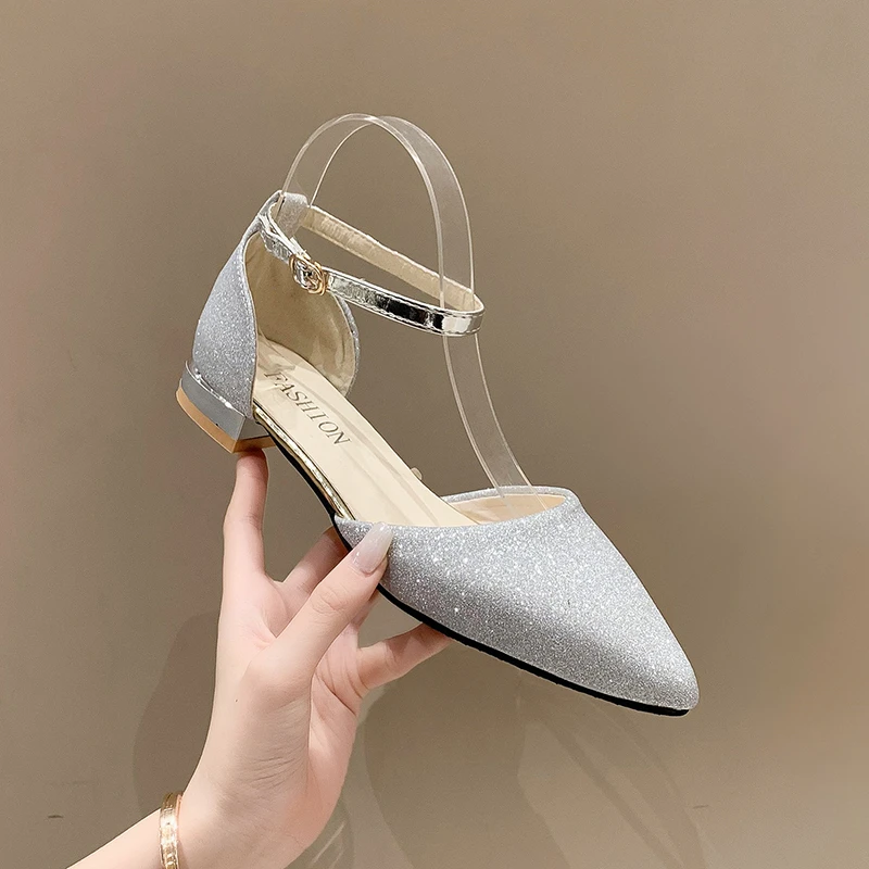 Women's Single Shoes New Style Gentle Temperament In Spring 2023 Women's Pointed Thick Heels Baotou Women's Sandals