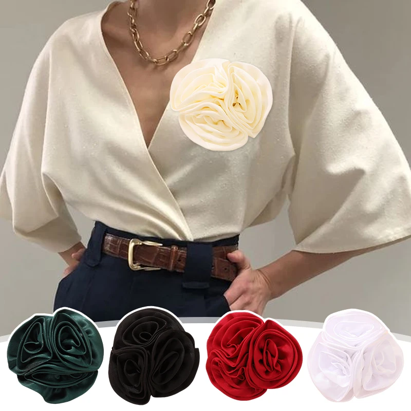 Handmade Fabric Flower Brooches for Women Fashion Cloth Art Lapel Pins Wedding Party Corsage Clothing Jewelry Accessories