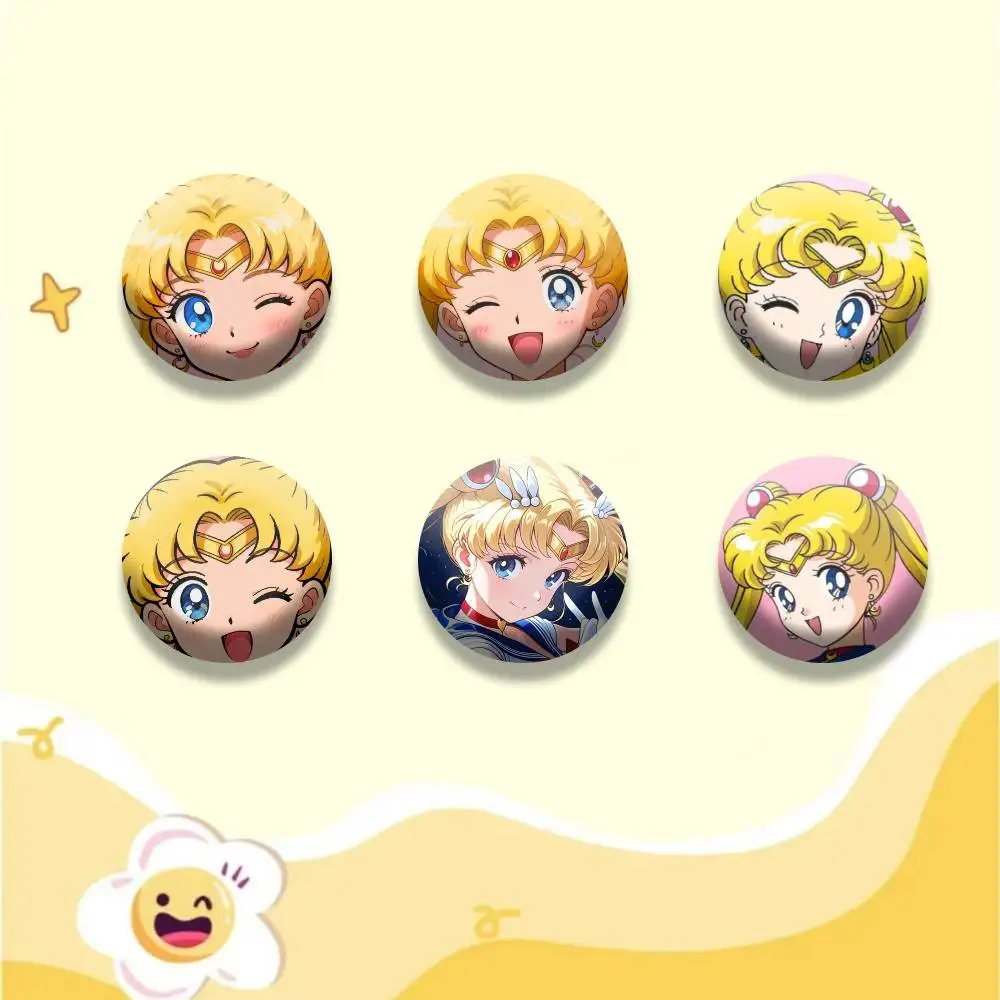 

Tsukino Usagi Sailor Moon Button Pins Backpack Clothing Decor Brooch Badge Jewelry Gifts for Kids