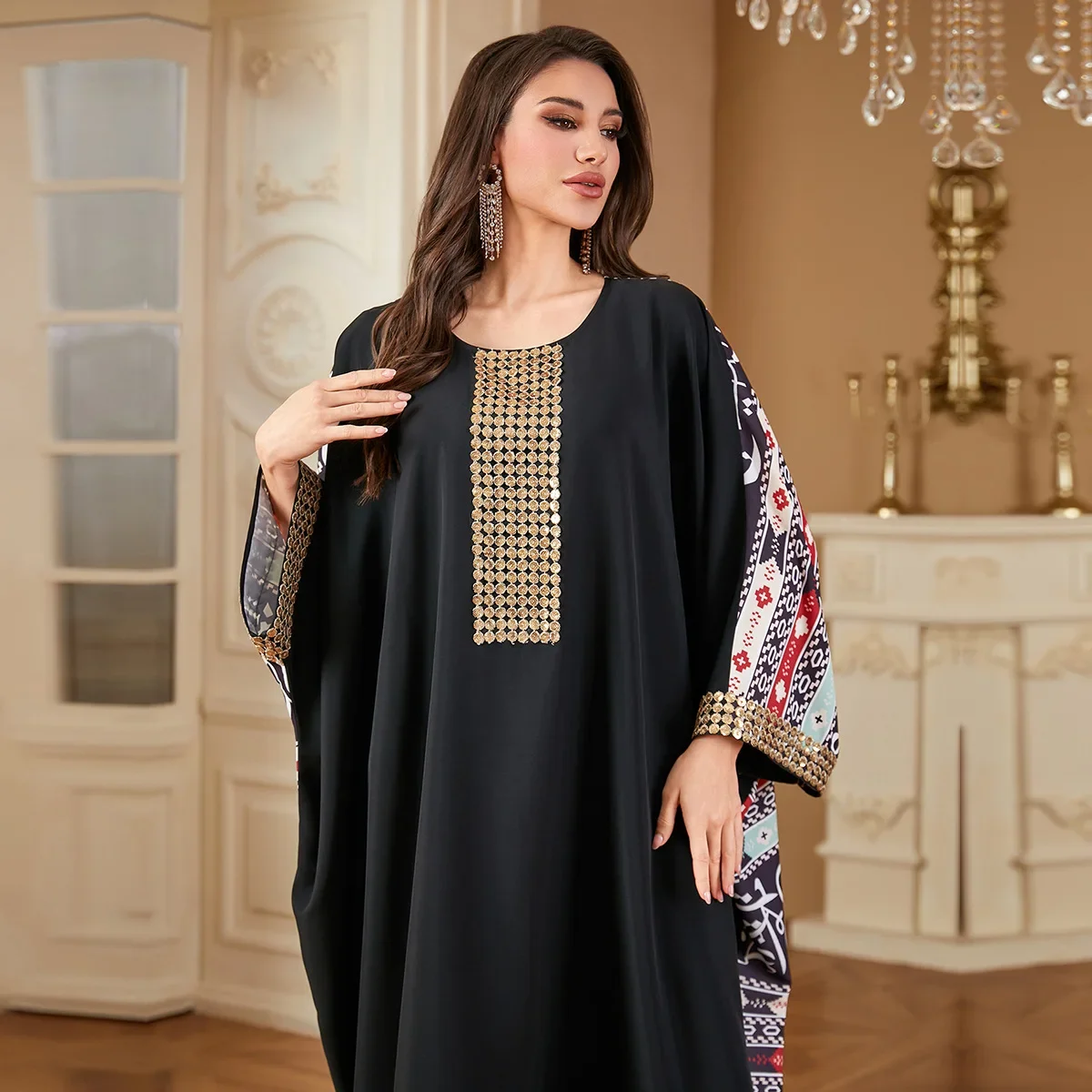 

Eid Muslim Dress Batwing Sleeve Robe Femme Musulmane Islam Clothing Morocco Caftan Women Turkey Kaftan Ramadan Dubai Abaya Gown
