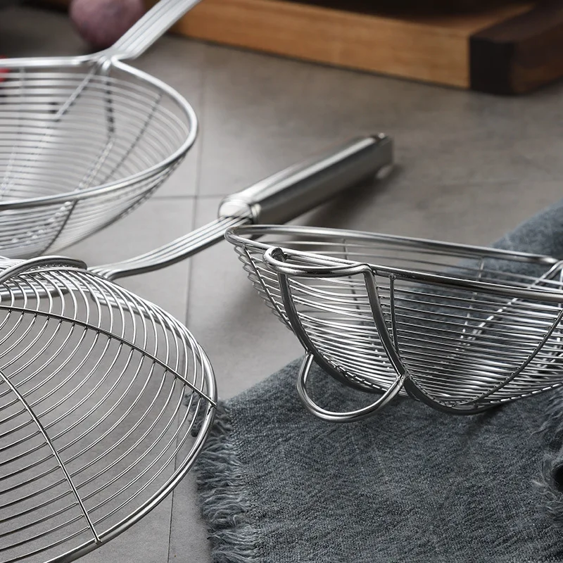 Stainless Steel Hot Pot Skimmer with Double Hooks, Noodle Dumpling Strainer for Frying & Draining