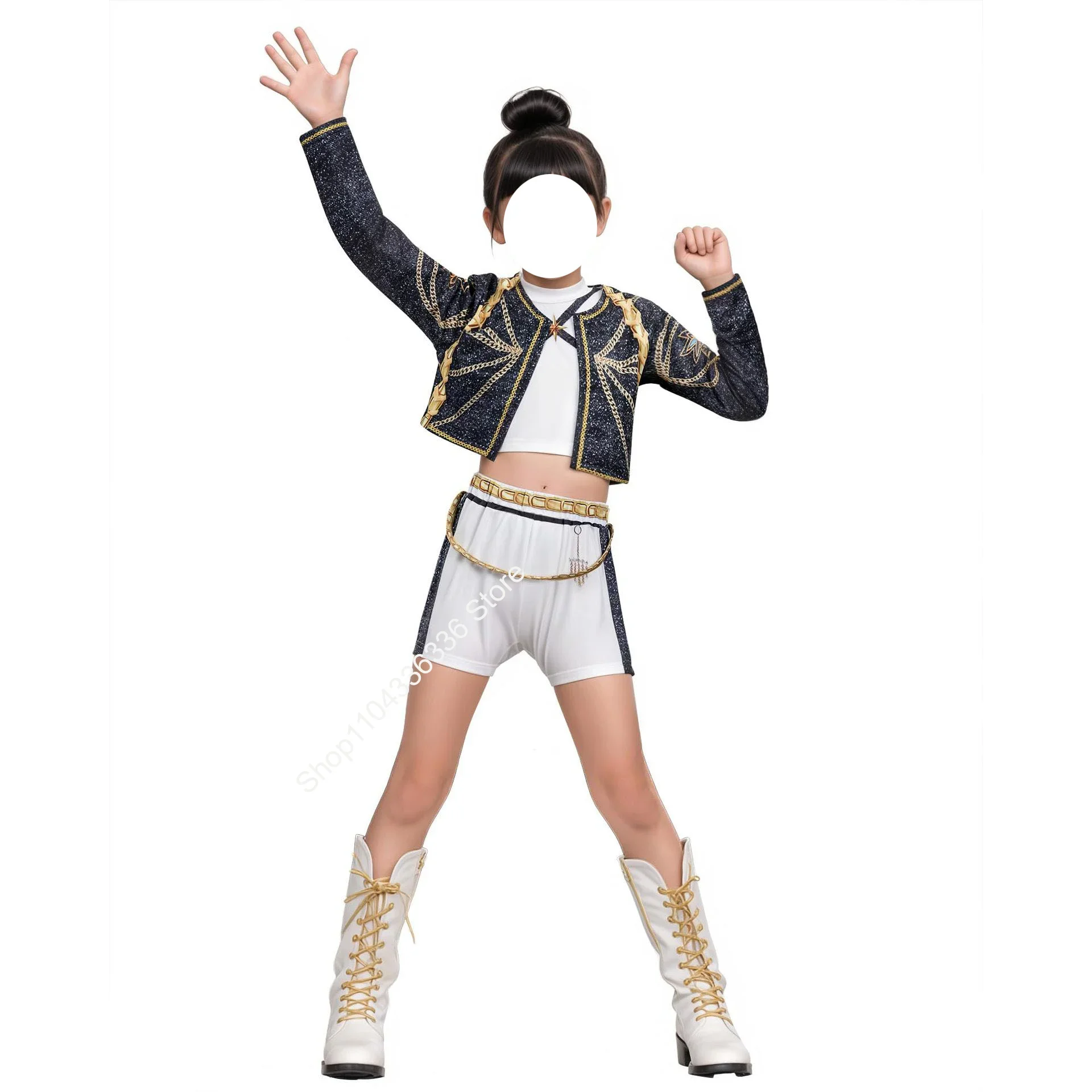 أزياء فتاة أنيمي Kpop شيطان هنتر التأثيرية أزياء رومي التأثيرية للفتيات نمط جديد أغنية ذهبية لمرحلة الأداء ملابس حفلة الهالوين