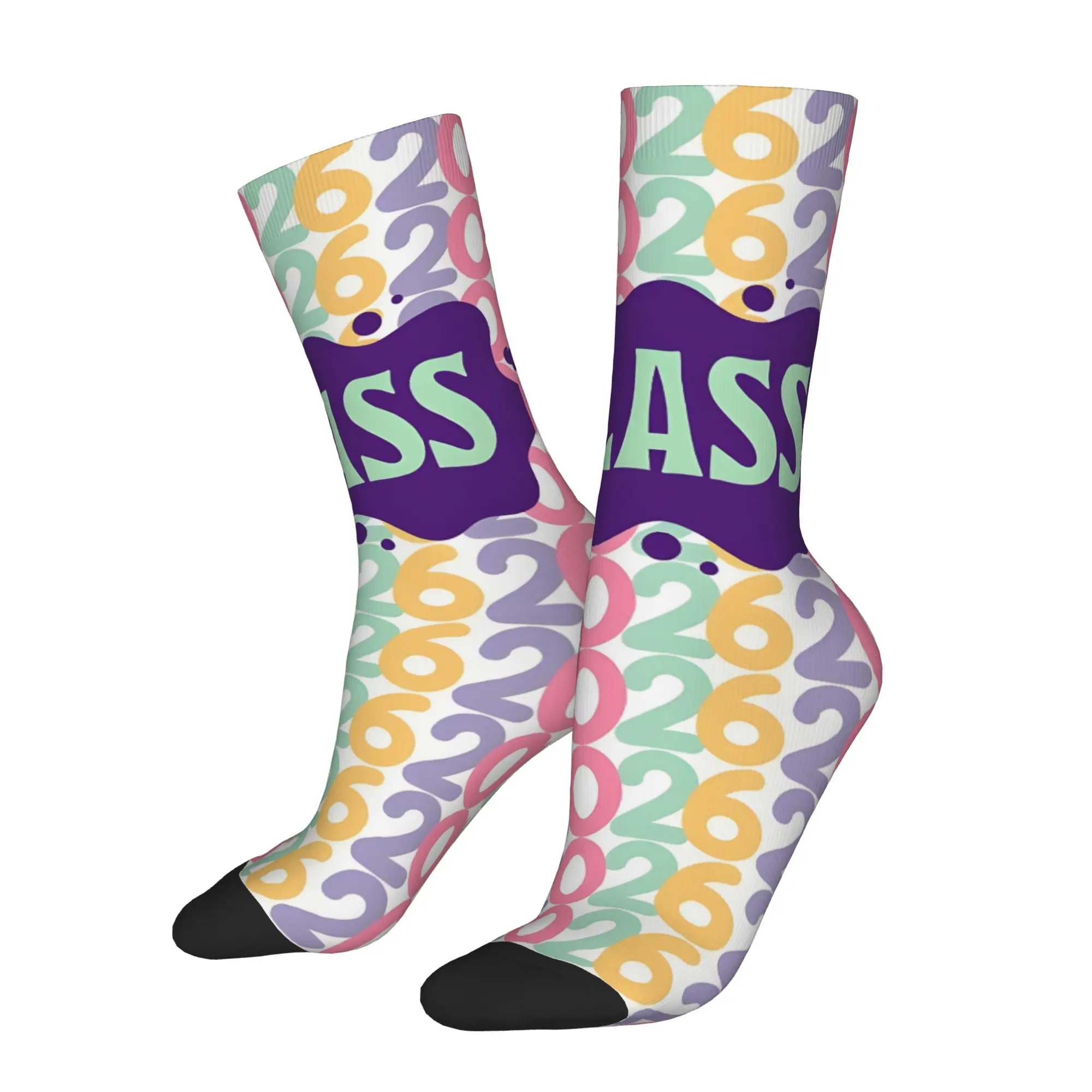 Funny Sock Graduation in 2026 Class Of 2026 Graduation    Hip Hop Quality Pattern Printed Men Crew Socks Novelty Men's Socks