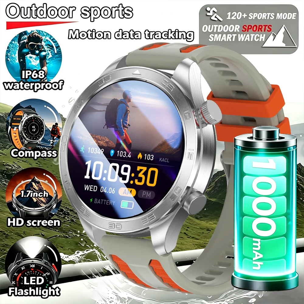 2026 Men GPS New Offline Map Smart Watch IP68 Waterproof Route Navigation Clock 1000mAh Large-capacity Battery Outdoors Watches