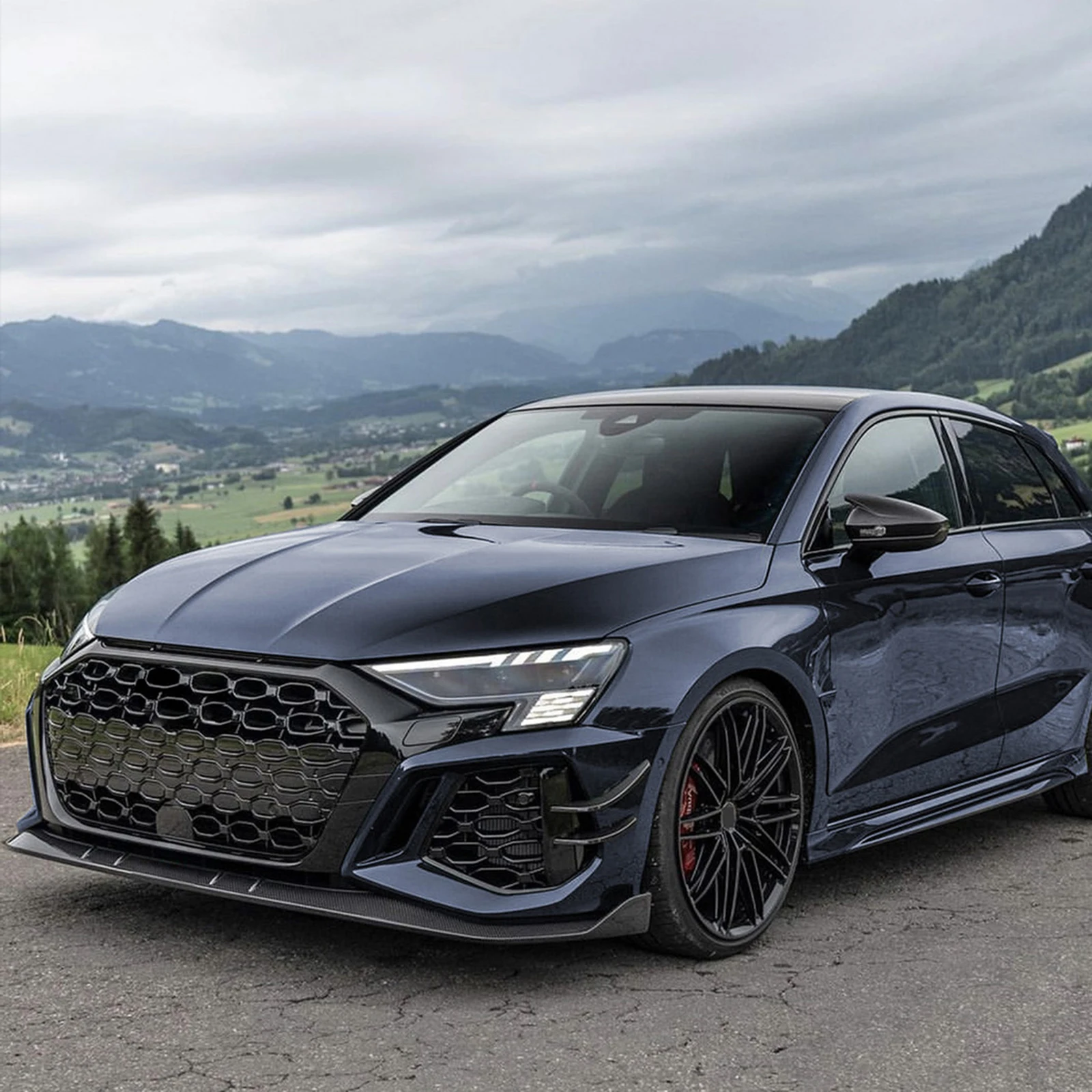Für Audi RS3 8Y 2020-2024 Limousine 4-Türer Frontstoßstangen-Seitenlüftungs-Verkleidung Lufteinlass-Rahmen Spoiler Splitter Canards – Detail 6