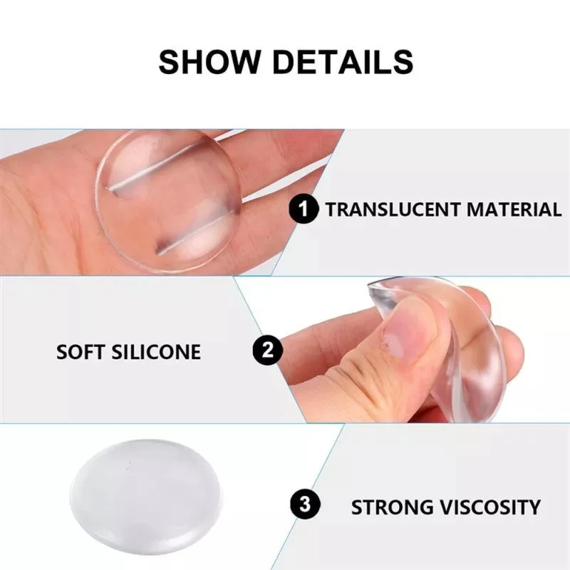 30/20/6Pcs Clear Soft Silicone Wall Protector Self-adhesive Door Handle Bumper Protective Plug Non-slip Round Doors Stop Muffler