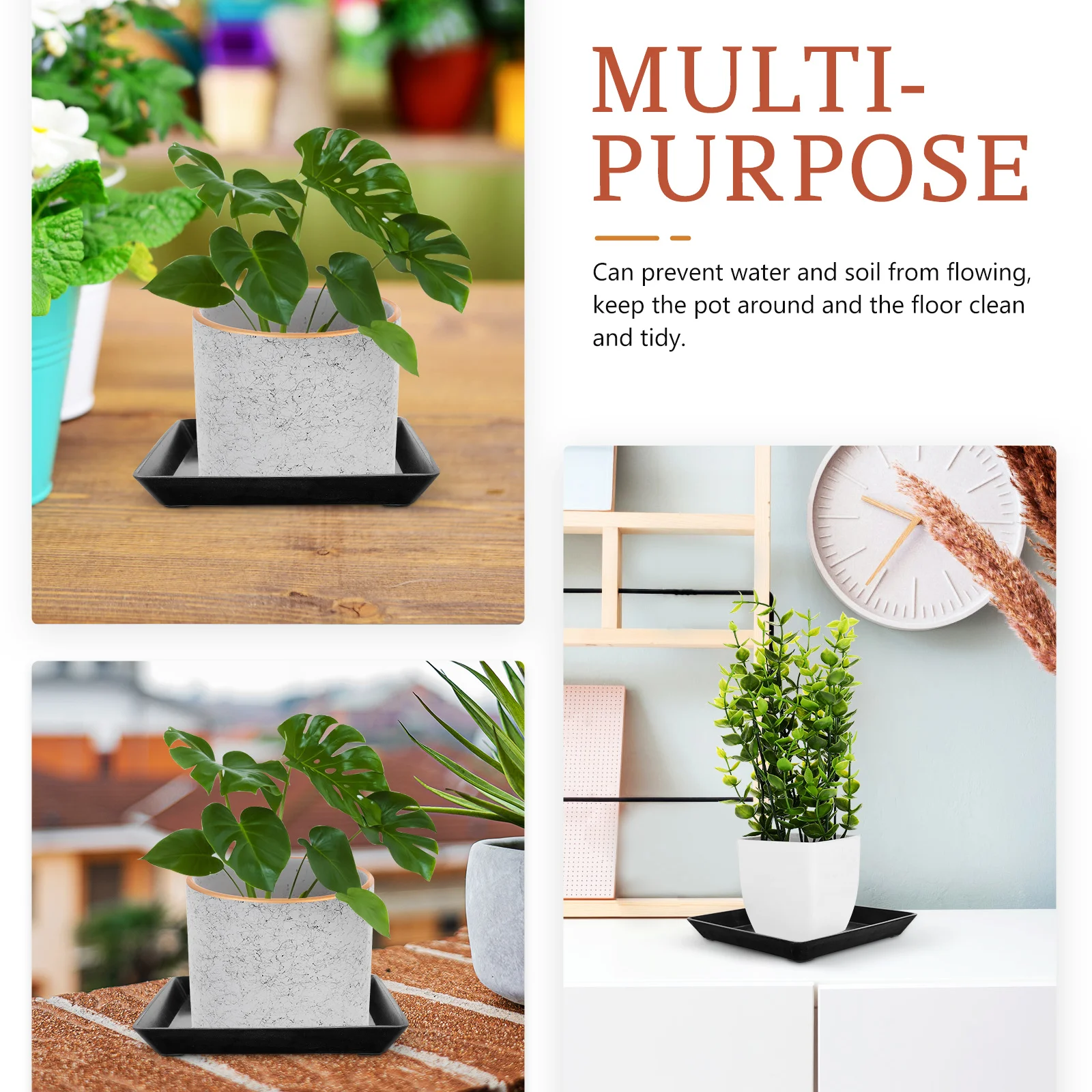 

2Pcs Flowerpot Base Tray Thickened Plastic Indoor Outdoor Plant Pots Tray Water Soil Protector Flat Design