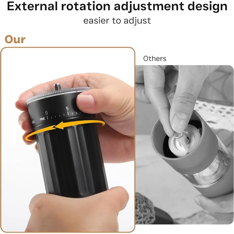 Мини-ручная кофемолка с 40 регулируемыми настройками для эспрессо, портативная ручная мельница для путешествий, кемпинга и офиса