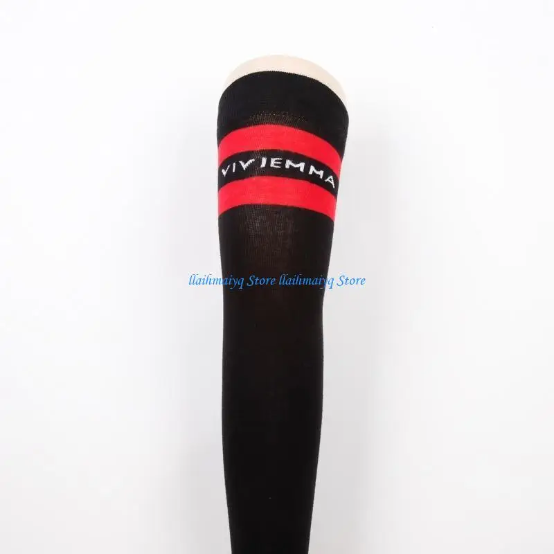 573bロリータストライプのソリッドカラーソックス女性女の子面白い贈り物太もものハイロングストックイン