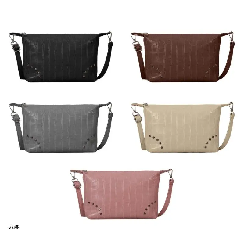 

D0UD Solid Color Textured Shoulder Bag for Women Girl Large Capacity Cosmetic Bag