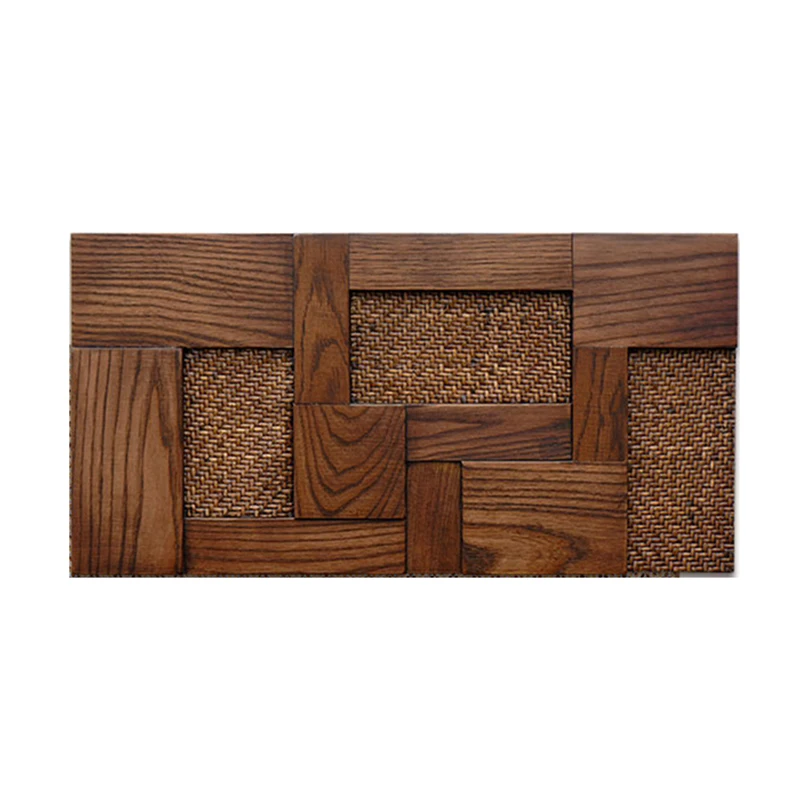 Air freight Mosaic Decorative Panel Rattan Weaving aSH Wood, Log Retro style,Hotel,The hotel lobby,Chess & card room, Library