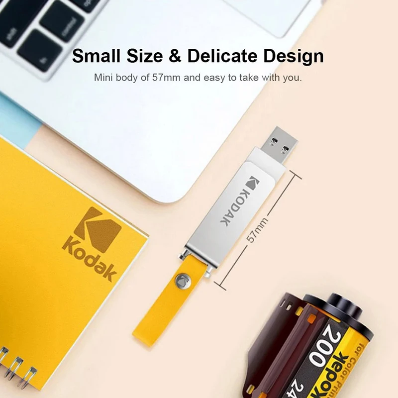 New Original KODAK Metal USB Flash Drive 64GB Pen Drive USB 3.1 High Speed Memory Stick Rotating USB Stick on PC or Cars Car Key