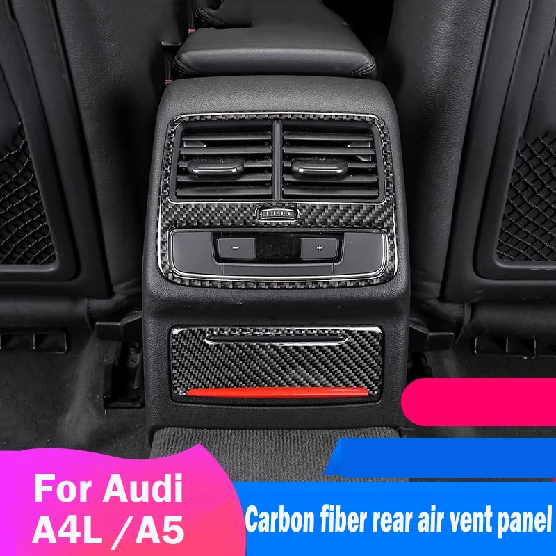 

For Audi A4 B9 A5 2017- Carbon Fiber Rear Air Condition Outlet Cigarette Lighter Panel Trim Sticker Car Interior Accessories