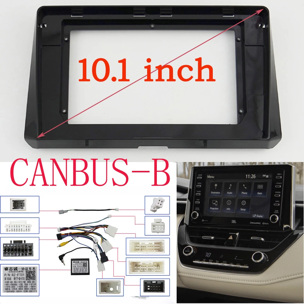 

Car Radio Fascia Frame For Toyota Corolla Auris E210 2018-2021 10 inch Stereo Panel Harness Power Cable Adapter Canbus Mount Kit