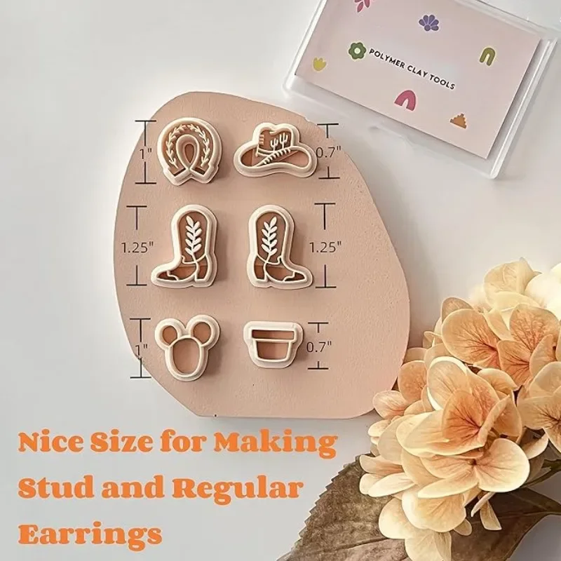 Cowboy Hat Boots Polymer Clay Cutter Soft Pottery DIY Earrings Jewelry Pendant Cutting Mold Jewelry Modeling Pottery Tool