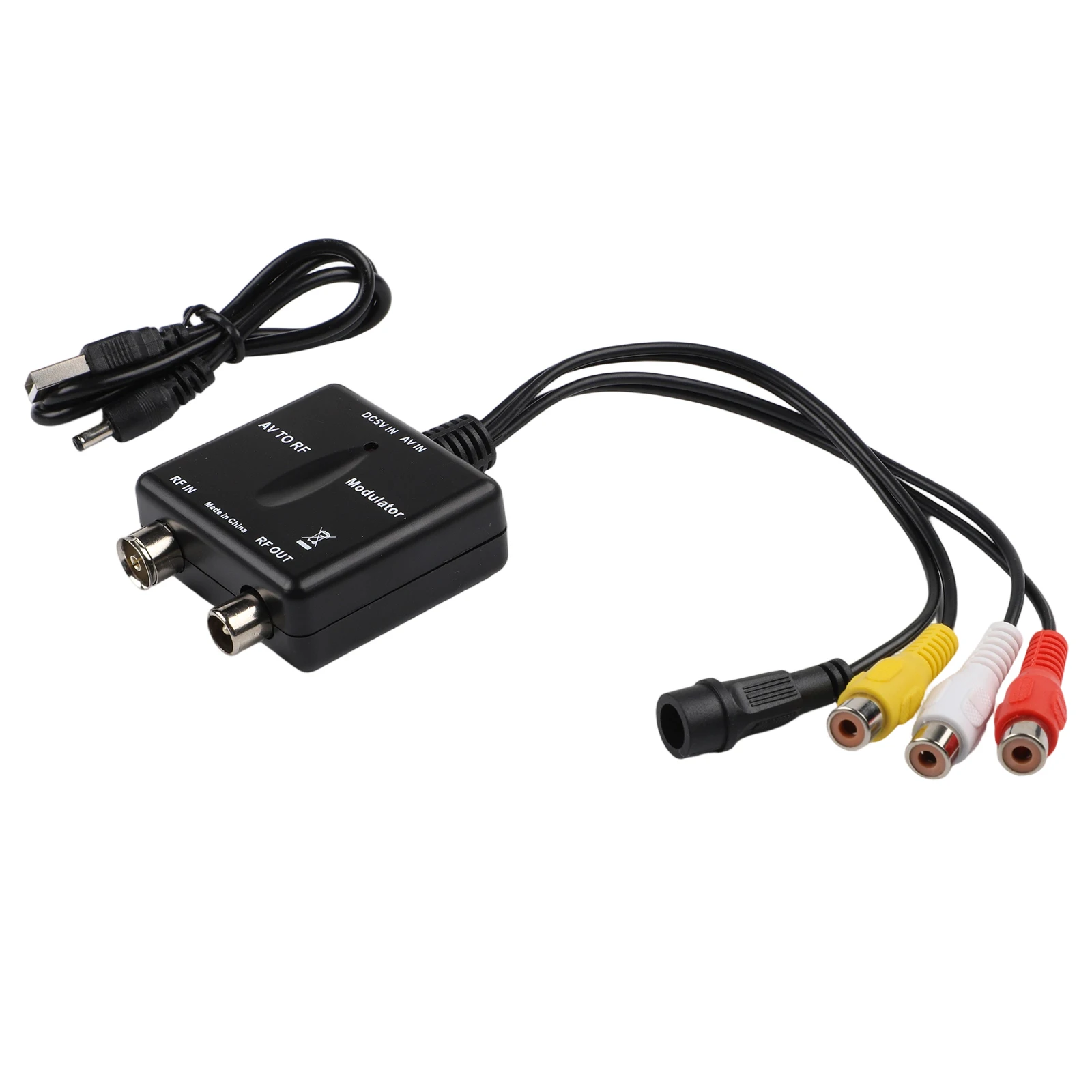 Compact Size RF Output Device VHF Frequency Converter 260 * 55 * 21mm AV To RF Modulator Audio Video Output HD Input Support