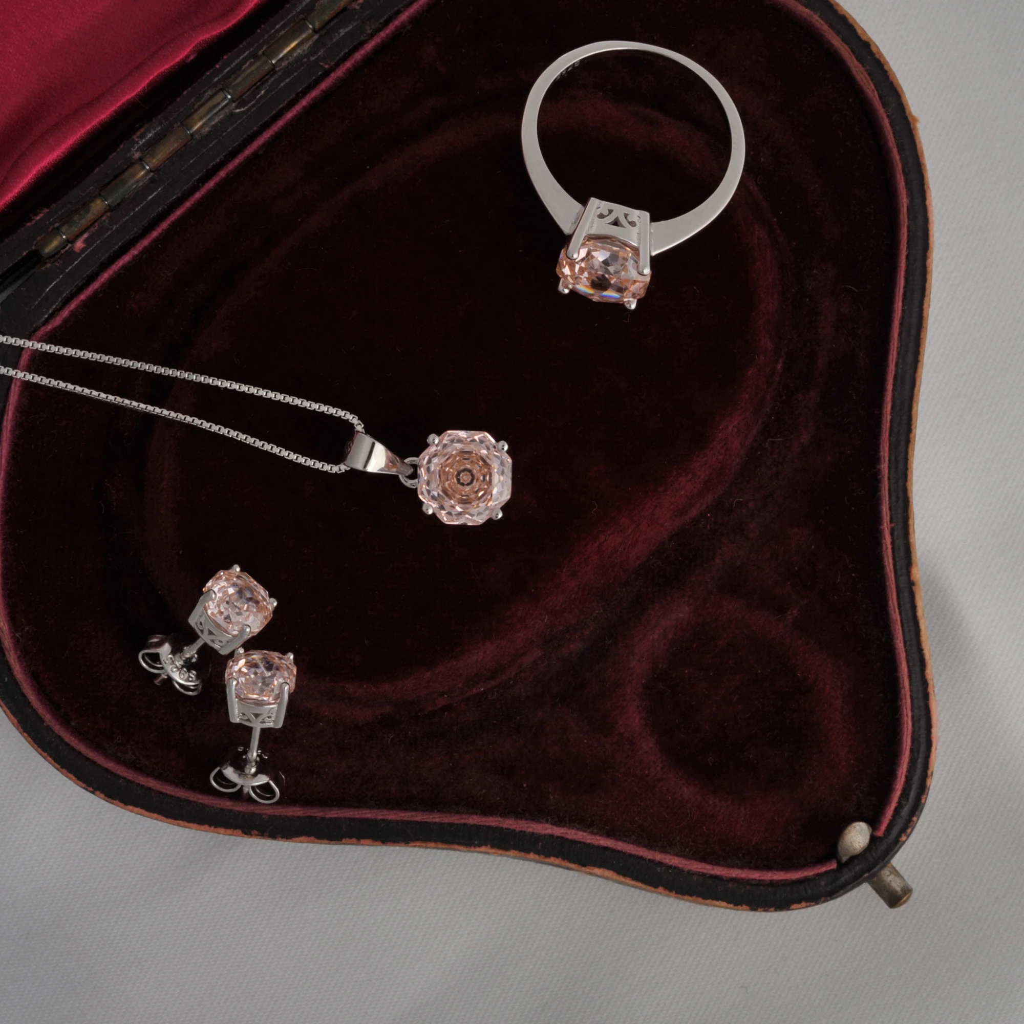 POTIY 2ct Morganit Rosa Kubisches Zirkonium CZ Achteckiger Rosenschliff Anhänger Ohne Kette 925 Sterling Silber Geschenk für Sie – Detail 9