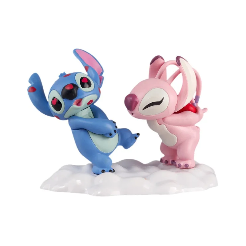 Disney Stitch Lovers Model Doll Angel Kissing Stitch Statue Desktop Display Figurines Ornaments Valentine\'s Day girlfriend Gifts