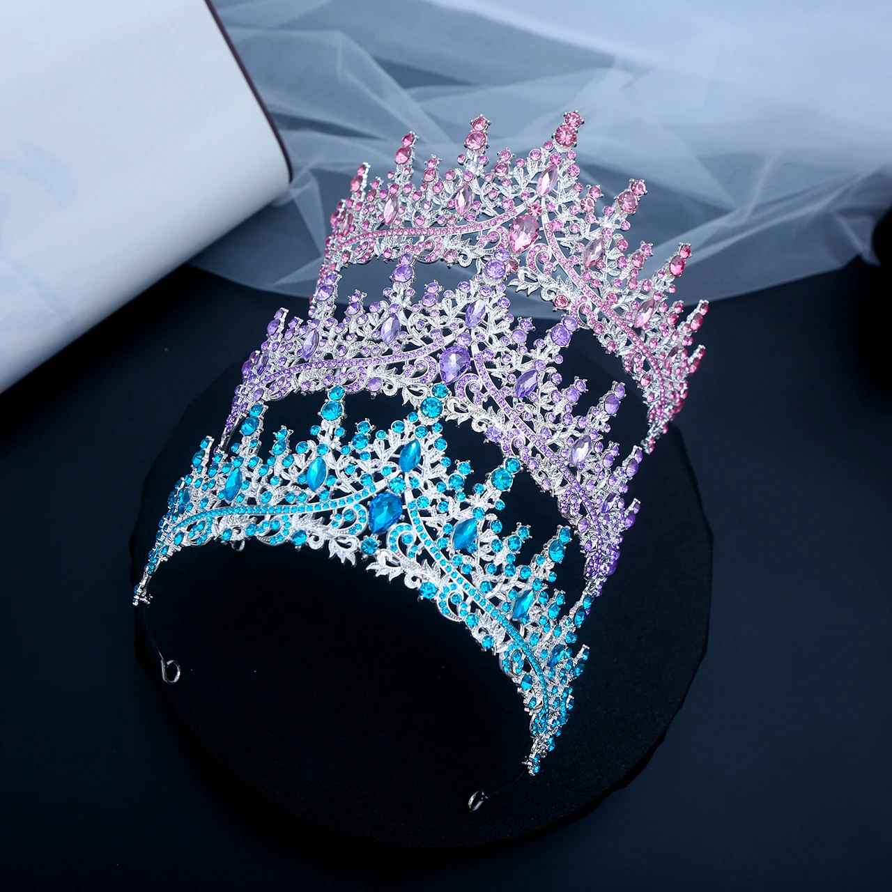 1pc Fashion Sparkling Gems Hair Crown Multi Layered Royal Design Perfect for Bridal Looks Pageant Bohemia Glam Fantasy Cosplay