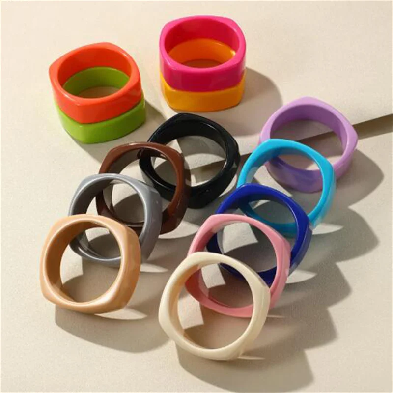 Vintage Acrylic Cuff Fashion Bangles for Women New Trendy multicolour Wide Geometric Resin Simple Bracelets Charm Jewelry