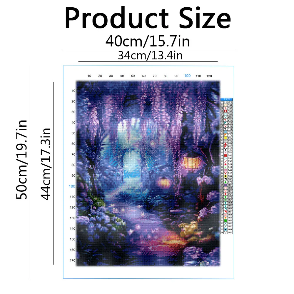Cross Stitch Embroidery Kit Lavender Flower 11CT DMC Thread Adult Crafts Field Hand Sewing Wall Decorative Paintings